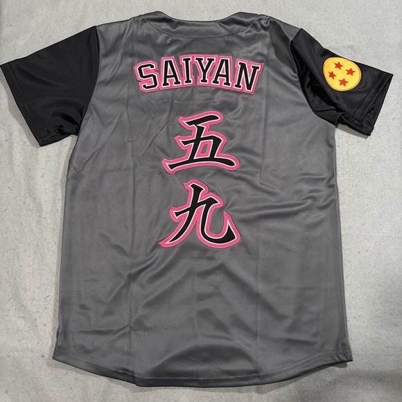 Dragon Ball Z Saiyan‎ Baseball Jersey  Nandesuka Size Medium Anime - Picture 1 of 6